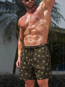 Manfinity VDAYZ Men's Random Printed Simple Daily Beach Shorts Milk Silk Lining - Multicolor - View 4