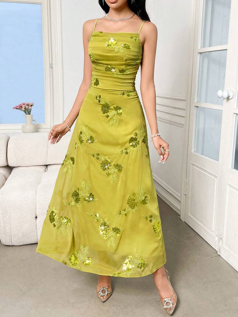 Modelyn 女士长裙,简约时尚,适合夏季 - 黃色 - 查看 1