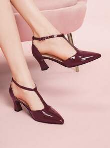 CUCCOO DOLLMOD Women's Fashion Elegant Pointed Toe High Heel Pumps - Burgundy - View 1