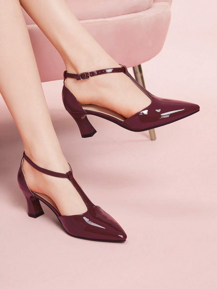 CUCCOO DOLLMOD Women's Fashion Elegant Pointed Toe High Heel Pumps - Burgundy - View 1