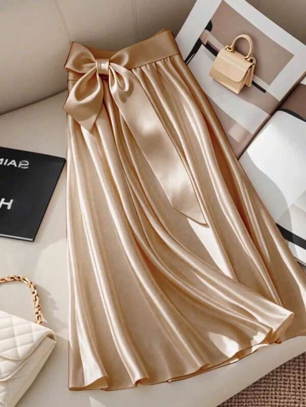 GlowEve Women's Elegant Bowknot Waist A-Line Skirt, Summer