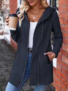 SHEIN LUNE Zip Up Hooded Coat