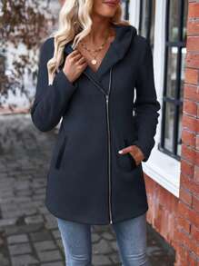 SHEIN LUNE Zip Up Hooded Coat