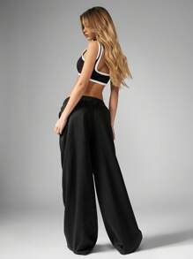 MISSGUIDED 超大阔腿慢跑裤运动家居服舒适弹力松紧腰休闲运动街头服饰秋冬健身运动裤 - 黑色 - 查看 2