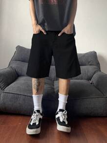 Claim Dot Herren lässige, weite Jeans-Shorts mit Taschen