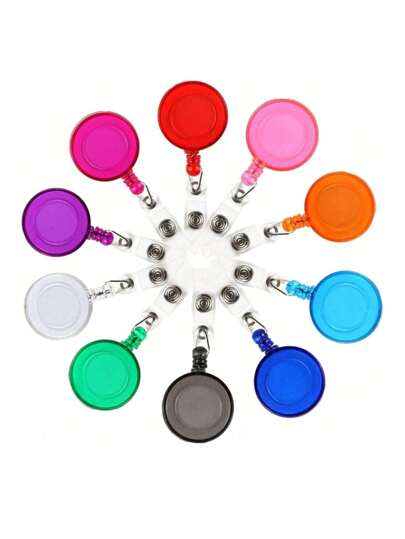 10 个可伸缩徽章卷轴夹，用于悬挂身份证姓名钥匙链，彩色（随机发送颜色）