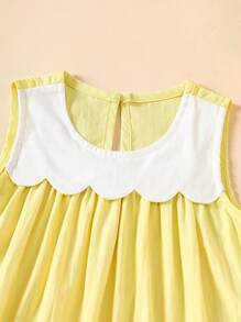 Souflis Souflis Cute Cartoon Duck Embroidery Hem Round Neck Sleeveless Girl Dress, Sweet & Lovely For Spring/Summer - Yellow - View 4
