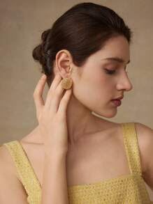 MOTF PREMIUM 18K GOLD PLATED HOLLOW HALF SPHERE STUD EARRINGS - Yellow Gold - View 5