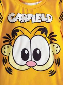 GARFIELD | SHEIN 男婴可爱卡通大眼猫咪印花舒适连体衣 - 彩色 - 查看 4