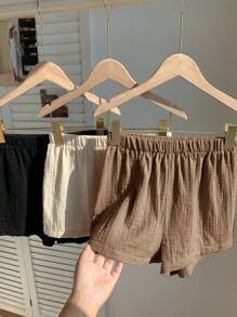 Comfortcana Set de 3 pantalones cortos de mujer de lino de moda multicolor