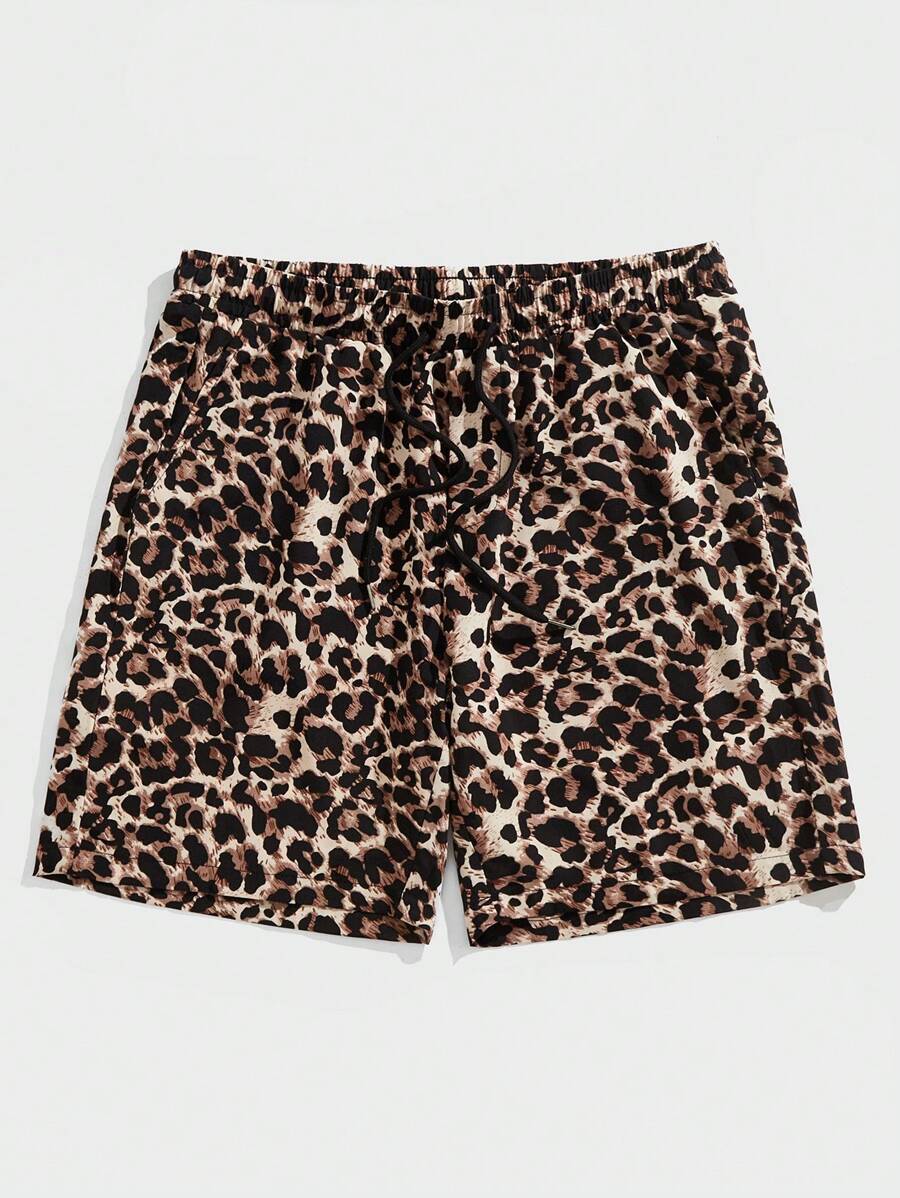 Manfinity BRENVOR Men's Casual Woven Mid-Rise Straight Printed Shorts - Bronze - View 1