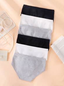 Set de 6 pantis de algodón sólidos, simples y de moda, cómodos para niña preadolescente - Multicolor - Ver 3