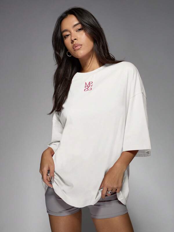 MISSGUIDED MISSGUIDED PLUS Plus Size Oversized Logo T-Shirt Streetwear Minimalist Athletic Basic Essential Long Slouchy Casual Urban Off-Duty Everyday Comfort Wear Summer Spring T-Shirt
