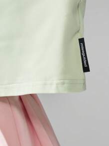 Missguided x Playboy Áo thun crop top tay ngắn thường ngày mùa hè, chất liệu cotton pha trộn, áo thun cơ bản, đồ mặc nhà, đồ dùng thiết yếu hàng ngày - Màu xanh Bạc hà - Xem 3