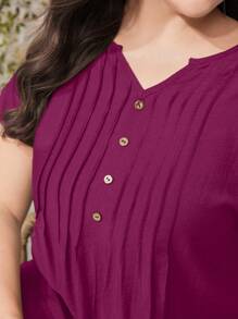 Modelyn Plus Size Simple Plain Short Sleeve Arabic Style Fashion Top, Suitable For Summer - Red Violet - View 7