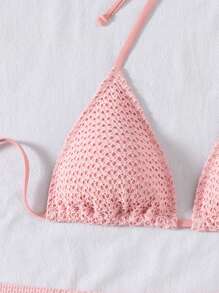 Swim Mod Bộ đồ bơi hở lưng lưới 3 mảnh cho nữ kèm chân váy ngắn, đồ bơi đi biển cho bé gái tuổi teen dễ thương, đồ bơi giải trí thường ngày mùa hè cho tiệc hồ bơi - Hồng - Xem 3
