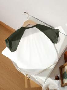 SHEIN Young Boys Casual Minimalist Short Sleeve Crew Neck T-Shirt, Suitable For Spring & Summer - Multicolor - View 2