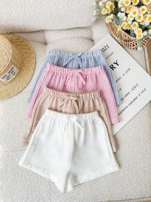 Bộ 4 quần short sọc lưng thun co giãn mùa hè cho bé gái - Nhiều màu - Xem 4