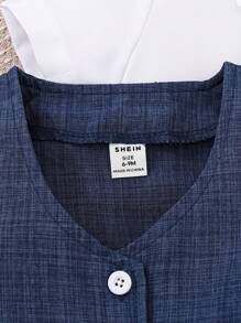 Souflis Souflis Baby Boy Elegant Vintage Style Shirt With Bowtie + Jacquard Blue Suspender Shorts, Gentleman Outfit Suitable For Holiday And Formal Occasions - Royal Blue - View 4