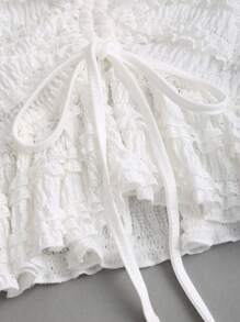 Sweetra French Ballet Style Solid Color Versatile Flared Mini Skirt, Gentle Sweet Flattering Playful Korean Vogue - White - View 5