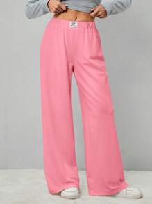 SHEIN Tall Pantalones cropped anchos con detalle de parches para mujer