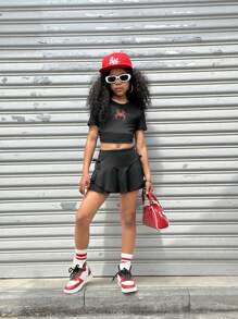 Coolane Tween Girls Black Polyester Layered Ruffle Shorts With Leggings - Stylish And Comfortable Summer Shorts For Girls - Black - View 4