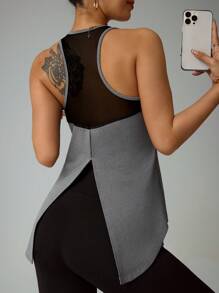 Easithlete Slim Fit Cross Back Breathable Sports T-Shirt & Tank Top, Minimalist & Fashion, Suitable For Summer Women Athletic Dress - Grey - View 2