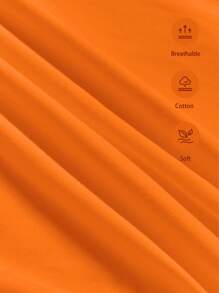 SHEIN Leap Crew 年轻男孩休闲简约圆领 T 恤，适合夏季 - 橘色 - 查看 4