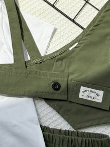 Set 3 buc ținută de vară pentru bebeluș băiețel - tricou cu mânecă scurtă, pantaloni cargo, vestă, la modă și perfectă pentru joacă în aer liber