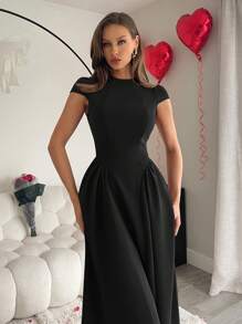 Siren Gaze Vestido largo envolvente fruncido de unicolor para mujer, elegante