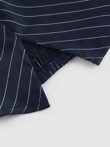 SHEIN MOD Women Striped Collar Split Back Tight Halter Neck Top, Fashionable Summer,Summer Outfits For Women,Western,Vacation,Old Money Style,Graduation,Business Casual Woman,Office Outfits For Women,Work Top,Rave Top - Navy Blue - View 3