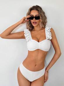 SHEIN ICON 1pc Women's Summer Beach Vacation Y2k Going Out Beach Solid Color Casual White Bikini Bottoms - White - View 4