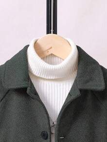 SHEIN 2 件套年轻男童休闲领夹克和裤子套装