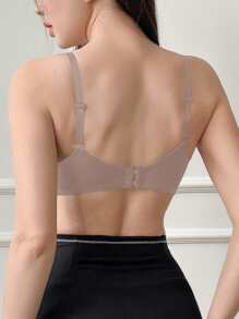 DAZY Minimalist Thin Seamless Comfortable Adjustable Straps Ladies Spaghetti Strap Bra,Back To School Clothes - Coffee Brown - View 2