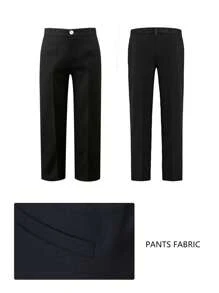 SHEIN Set de costume pentru băieți 4 bucăți: Blazer cu rever cu crestătură + vestă cu un singur piept + pantaloni asortați + cravată, potrivit pentru cină de aniversare, evenimente de petrecere, nuntă, invitat la nuntă, pageboy, băiat cu inel - Negru - Vizualizare 8