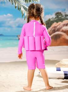 1pc Unicorn Print Raglan Sleeve One-Piece Swimsuit For Girls (Printed Design) - Multicolor - View 2