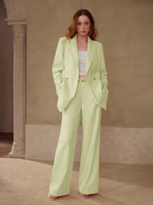 MOTF PREMIUM Pantalón de traje con decoración de metal con pinza planchada - verde menta - Ver 1