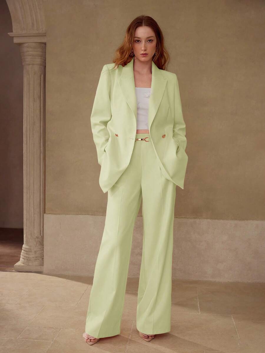 MOTF PREMIUM PRESS CREASE METAL DECOR SUIT PANTS - Mint Green - View 1