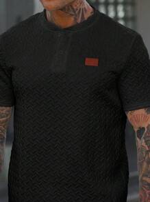 Manfinity Homme Bộ quần áo thun và quần short thời trang đơn giản màu trơn dành cho nam, phù hợp cho trang phục mùa hè dành cho nam Trang phục nam Trang phục nam Quần áo thời trang nam Bộ trang phục nam - màu đen - Xem 3