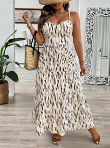 SHEIN PETITE 大码女式波西米亚风格节日连衣裙，细肩带 - 彩色 - 查看 7