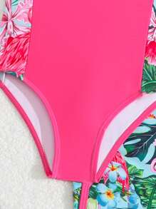 SHEIN 少女泳衣 / 连体泳衣 / 印花图案 / 两件套 - 彩色 - 查看 6