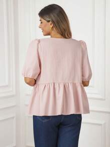 KURAYIA Camicia allentata con maniche a palloncino e legatura davanti, casual, per donna, camicetta estiva oversize per donna