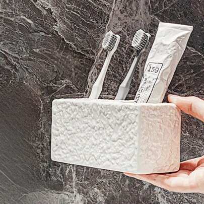 Cirelle Stone Bathroom Ceramic Tray Soap Dish Lotion Bottle Storage Rack Wash Sink Toiletry Cup Set Dental Storage Home Bathroom Decor Bathroom Organizer Summer