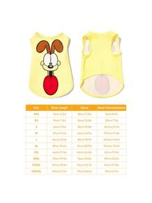 GARFIELD | SHEIN 1pc Cute Cartoon Dog Print Pet Tank, For Cats, Dogs, Extra Small, Plus Size - Yellow - View 4
