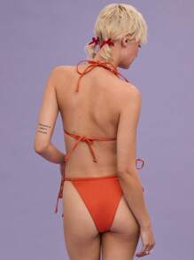 COUREZ Halter Neck Bikini Set With High Leg Bottoms Vacation Outfits Beachwear 2 Pieces Set For Summer/Y2K/Casual Vintage