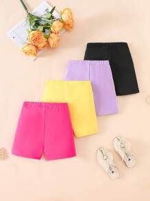 4pcs/Pack Young Girl' 5-Inch Heart Pattern Bike Shorts, School, Campus, College - Multicolor - View 2