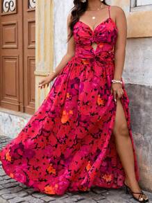 SHEIN VCAY Váy liền thân in hoa cỡ lớn cho nữ, váy xòe xẻ tà phía trước, váy đi biển, trang phục mùa hè cho nữ, trang phục lễ Phục sinh mùa xuân, trang phục lễ hội cho nữ, trang phục rave, trang phục nghỉ mát thanh lịch, trang phục dự tiệc cưới, trang phục hòa nhạc Bohemia cho nữ, trang phục hòa nhạc đồng quê cho nữ, trang phục nghỉ mát trên bãi biển - Nhiều màu - Xem 4