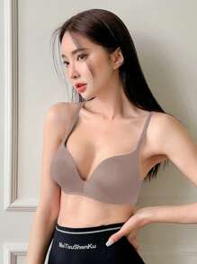 DAZY Minimalist Thin Seamless Comfortable Adjustable Straps Ladies Spaghetti Strap Bra,Back To School Clothes - Coffee Brown - View 4