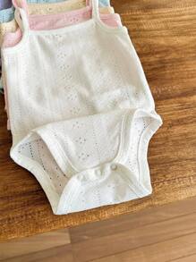SHEIN LMoss Kids 5件套新生女宝宝可爱针织纯色背带连体衣，夏季款 - 彩色 - 查看 6