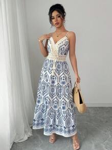 Breezaya 女式碎花吊带休闲秋千连衣裙，春季